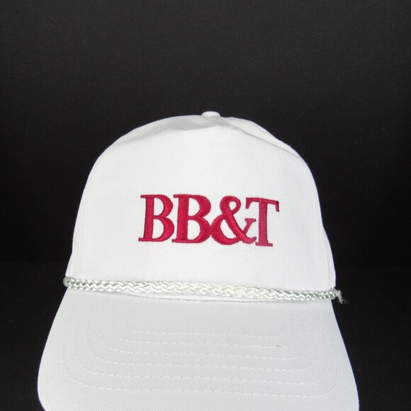 BB&T Embroidered Logo Men's White Wide Brim w/Braid Adj Strap Back Cap Hat - Picture 1 of 9